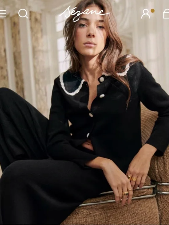 Sezane Bettany Merino Wool Cardigan Sweater - Picture 2 of 5